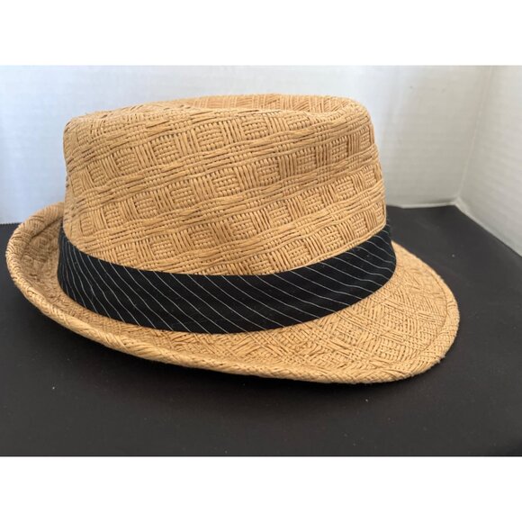Lady Love Woven Fedora Style Straw Hat, Beach Hat Black Band Cloth Inside - Picture 3 of 13